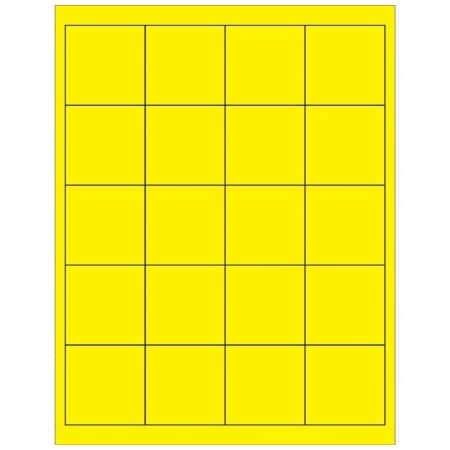 Bsc Preferred 2 x 2'' Fluorescent Yellow Rectangle Laser Labels, 2000PK BUY00019631